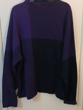 Colorblock Purple & Black Oversized Sweater-Liz Claiborne.